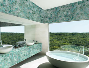 Вилла Зеленый полудрагоценный кварц Дизайн ванной комнаты