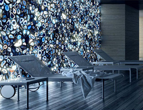 panel de pared retroiluminado de ágata azul para piscina