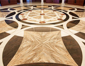 Diseño de medallón de piso de mármol moderno