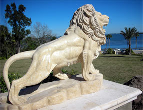 тропический экстерьер Природный камень Резьба декоративная скульптура животного льва