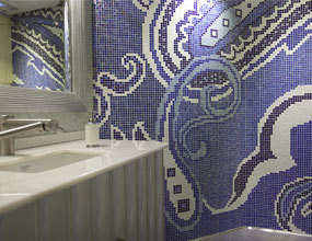 Summum Creative Design Mosaico de cristal azul oscuro para el baño