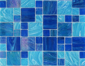 Azulejo de mosaico de vidrio azul