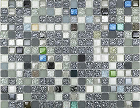 Mezcla azul mosaico de vidrio blanco