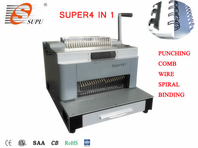 New Design Multifunction  Punching  and Comb Wire Spiral Coil Binding Machine(SUPER4&1)
