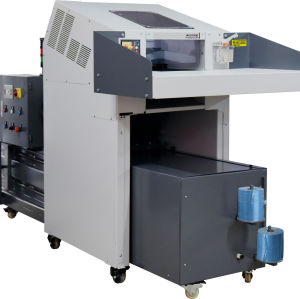 Industrial paper shredder with hydraulic baler combination
