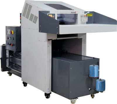 Industrial paper shredder with hydraulic baler combination