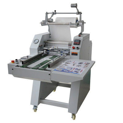 Manual paper feeding pneumatic roll laminator with auto overlap & cutting systems PL-400YA