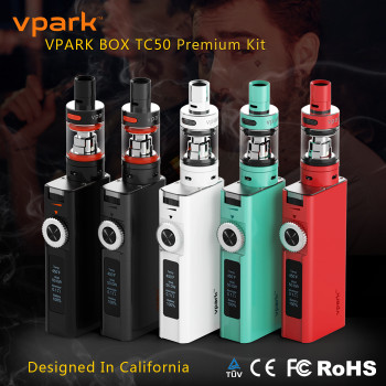 Vpark 50w premium kit temperature control box mod ecig,e vaporizer e cigarette box mod fit mini tank ,2ML tank atomizer