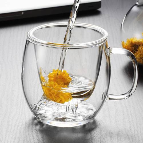vente directe d'usine haute tasse de perfusion de thé en verre de borosilicate avec couvercle