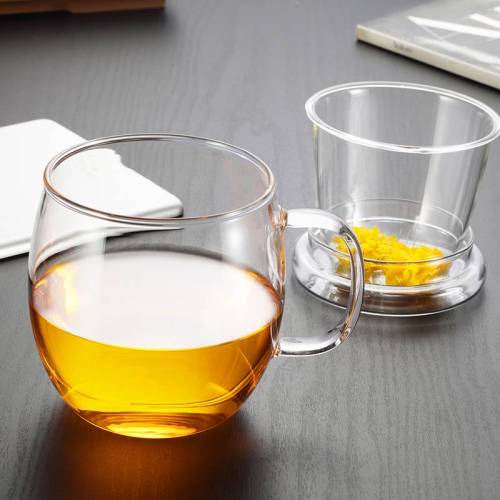 Großverkauf der Fabrik hohe Borosilikatglas Tee Infusion Tasse mit Deckel