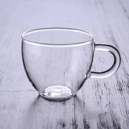 Tasses à thé en verre à paroi simple en porcelaine avec poignée