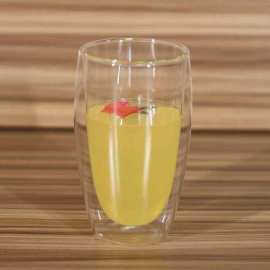 Taza de vidrio de pared doble de borosilicato resistente al calor para bebidas