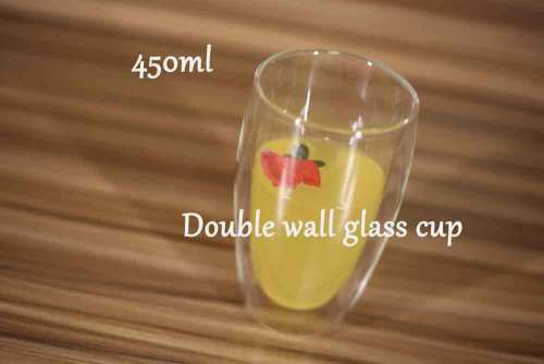 Hitzebeständige Borosilikat Doppelwand Glastasse für Getränke