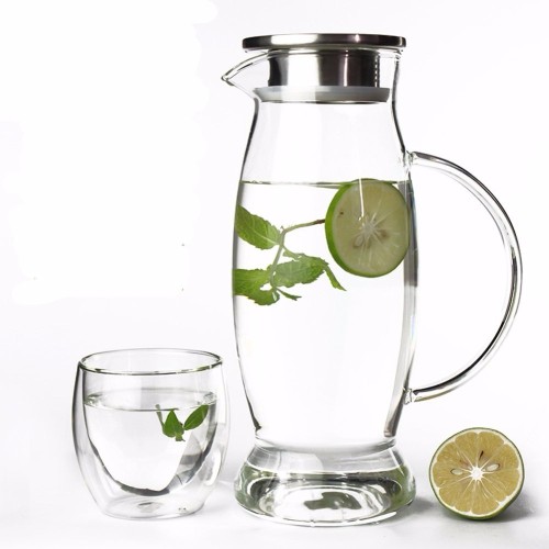 Hand Made Glass Pitcher with Filter Stainless Lid