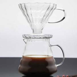 Serveur de café en verre borosilicaté micro-ondable avec filtre en verre