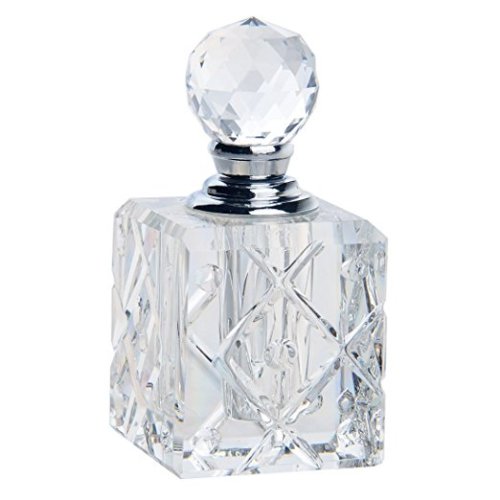 Glassware Clear cubic carved  refillable glass perfume bottle
