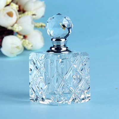 Glassware Clear cubic carved  refillable glass perfume bottle