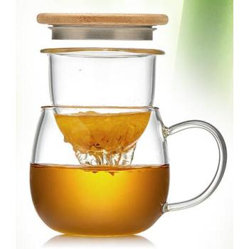 Hand Made Glass Tea Cup with Lid