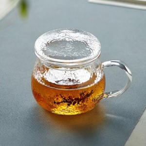 Handmade Glass Tea Cup with Fliter and Handle