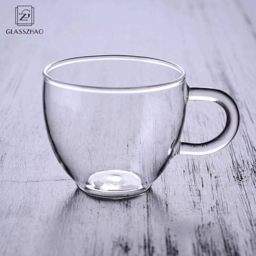 Handblown glassware bubble single wall glass tea cups with handle