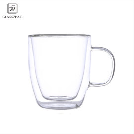 Hand Made Double Wall Glass Cup with Handle