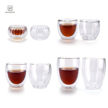 50/80/250/350ml Double Wall/Layer Thermal Glass Cups Mug for Coffee Tea Espresso