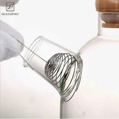 Hand Made Glass Blooming Teapot With Cork Lid