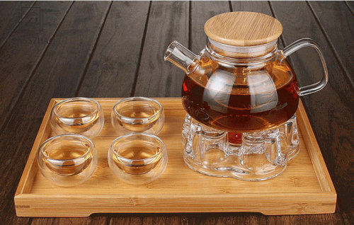 Hand Made Glass Blooming Teapot With Cork Lid