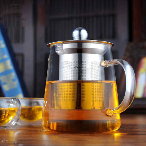 GZ Hand Made Borosilicate Glass Teapot Glass Stainless Steel Teapot Heat Resistant Glass Teapot