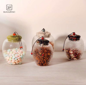 Hand Made Special Material Cover Glass Jar for Food Storage