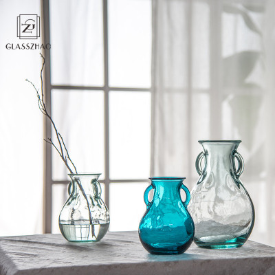 Wholesaler of Handmade Mouthblown Borosilicate Glass Vase Handmade Glass Vase Round Shape