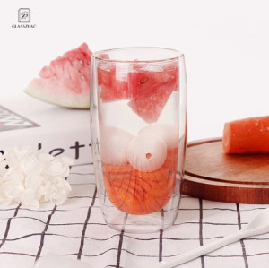 Heat resistant glassware borosilicate double wall glass cup for beverage