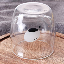 Bear Design  Mouthblown double wall glass cup without handle