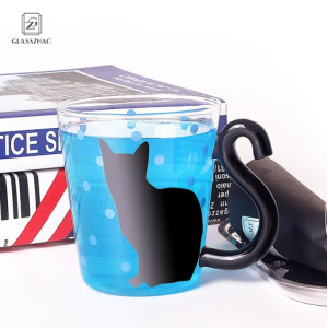 Glassware single wall cat design glass cup