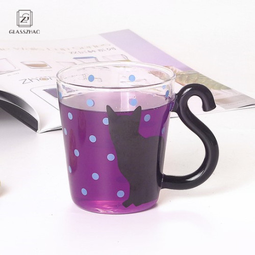 Glassware single wall cat design  glass cup
