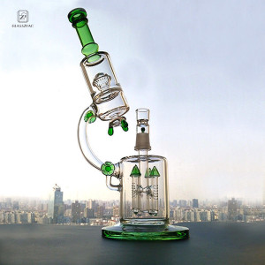 Big Bong Green Water Pipe Bubbler Recycler Smoking Hookah Microscope Heady
