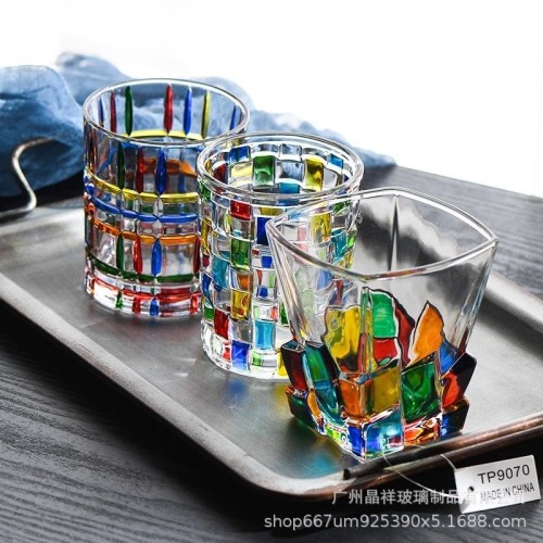 Clear glass cups with rainbow new style 310ml ice cup coffee cup tea cup Rainbow glass  cup