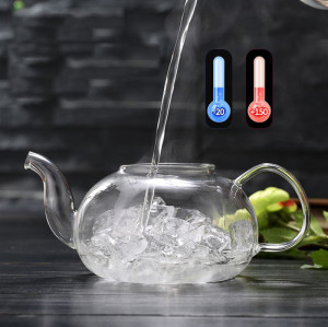 Custom cheap borosolicate glass tea pot cup set small transparent kettle teaware with infuser lid for restaurant travel camping