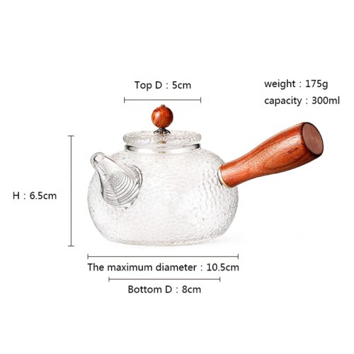 Hot sale 300ml Glass Tea Pot High Borosilicate Exotic Glass Tea Pot Glass Tea Set Glass Pot Wooden