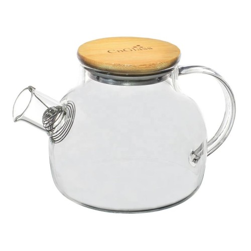 CnGlass Glass Tea Pot Tea Maker Heat Resistant  Borosilicate Teapot With Candle Heating And Bamboo Lid For Loose Leaf Tea