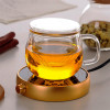 Heat Resistant 350ml Transparent Borosilicate Glass Milk Mug Tea Cup Flower Tea Pot Infuser Teapot With Strainer Lid And Handle