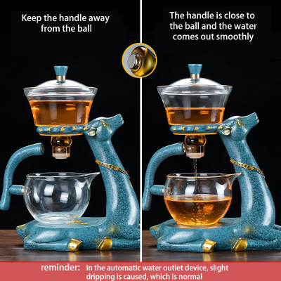 Deer self-watering chinese tea pot set heat resistant glass teapot water heater pot tea set teapot with infuser