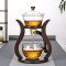 38Years Factory Antique High Borosilicate Glass Tea Pot Set With Wooden Stand Automatic Glass Tea Maker 350ml