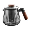 600ml clear black high borosilicate glass teapot set