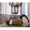 Factory wholesale new model Spot sale of wooden handle herbal teapots High borosilicate glass boiling teapot The