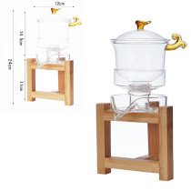 38 Years Factory Retro Style High Borosilicate Glass Tea Pot Set With Wooden Stand Automatic Glass Tea Maker 300ml