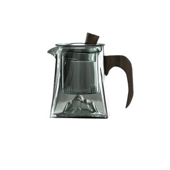 Wooden handle Guan Shan modelling 4 square bottom bubble flower tea water separation single pot