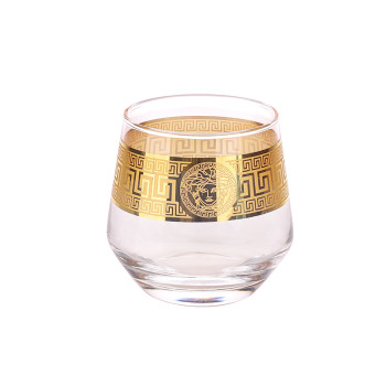 Hot Sale glass tea cup Tumbler With Golden Rim Customized Color Box 380ml Decorative Glass Tea