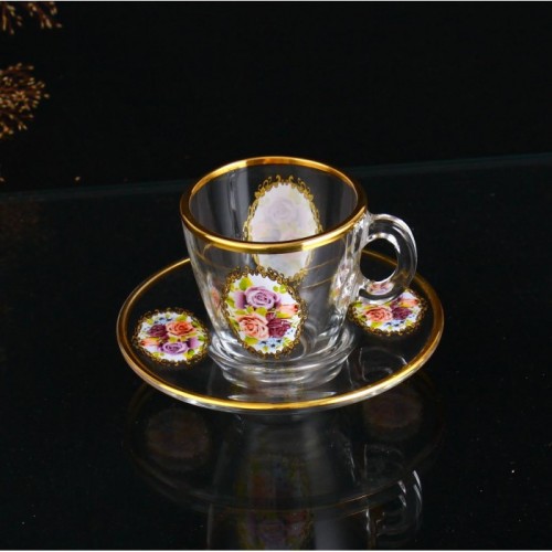 12 Pcs Espresso Size Roses Classic Style Coffee Cups Ser