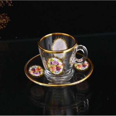 12 Pcs Espresso Size Roses Classic Style Coffee Cups Ser